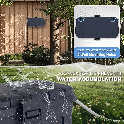 Flemoon [2 Pack] Medium Outdoor Electrical Box Waterproof, Outdoor Plug | Electrical Box (11.5x5.2x4 inch) w/6 Cable Entry Ports, Extension Cord Cover for Power Strip, Timer, Holiday Light, Gray