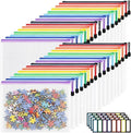 EOOUT 32pcs A4 Zipper Pouch Bags, Mesh Pouch Bags with Labels for Board Games & Puzzles Supplies, Waterproof Document Zipper Cases for School Toys Office Cosmetics Travel Storage,8 Colors