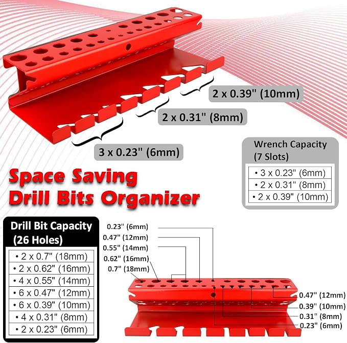 MUTUACTOR Magnetic Screwdriver Rack,1PCS Heavy Duty Magnetic Mount Red Screwdriver Organizer,Magnetic Tool Holder Durable Storage Holder for Multiple Screwdriver Plier Shear Tool Chest Cart Workbench
