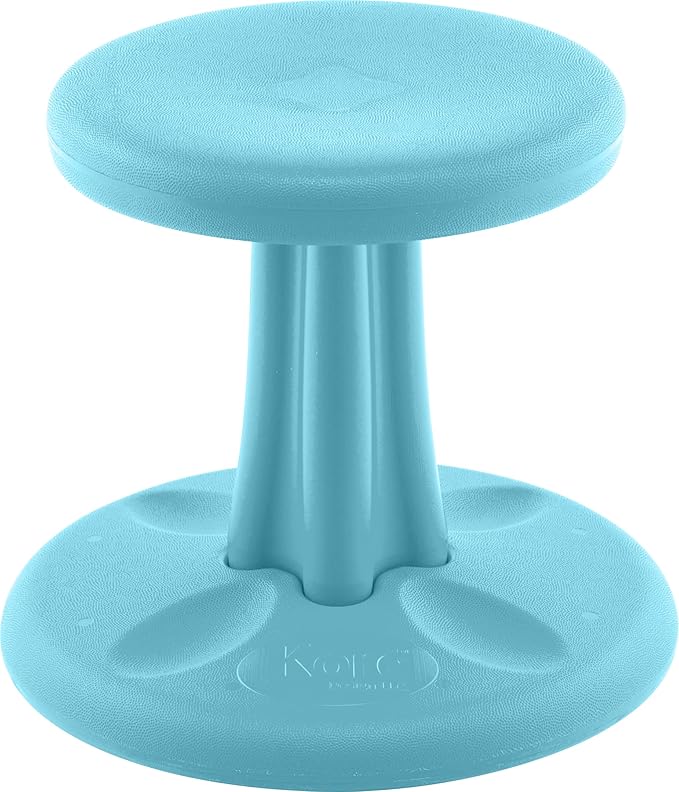 KORE DESIGN Wobble Stool Chair, Girls + Boys Kid Desk Stools, Ergonomic Small Office Chairs, Flexible Seating for Active Kids, ADD/ADHD, Classroom, School, Home, Preschool (12in) Age 4-5 yr, Pale Blue