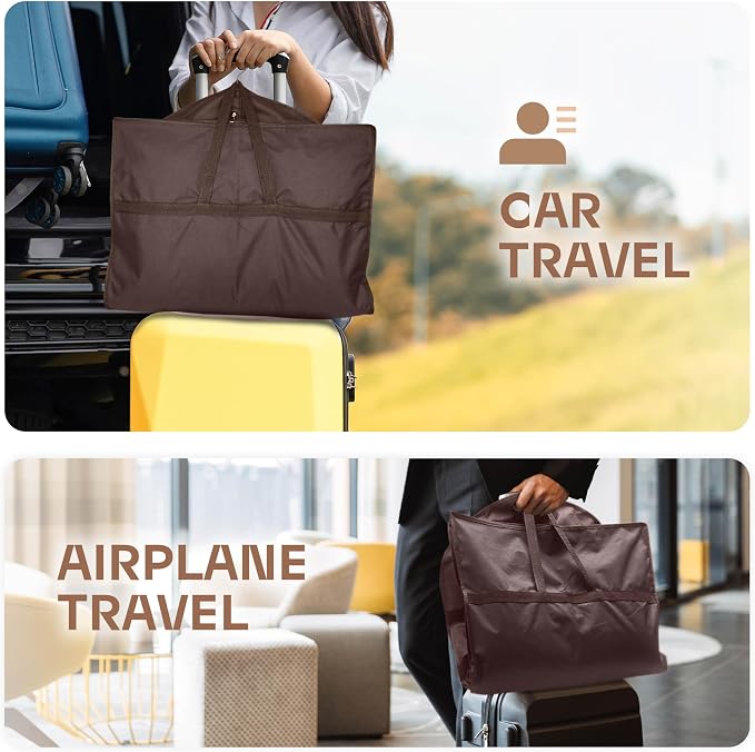Lazebox 43" Travel Garment Bag with Accessories Zipper Pocket, Heavy Duty Suit Bag for Suits, Tuxedos, Dresses, Coats, Brown, 1 pack