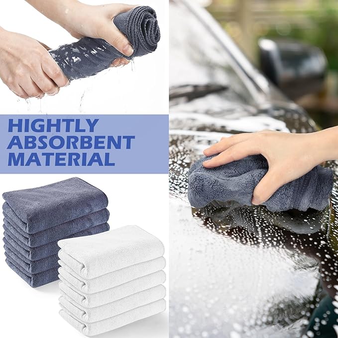 SmoothNovelty 10 Pcs Extra Large Microfiber Cloth 30" x 20" Large Floor Microfiber Towel Reusable Washable Free Lint Free Cloth Rag for Squeegee Mop Floor Window Housekeeping (White,Gray)