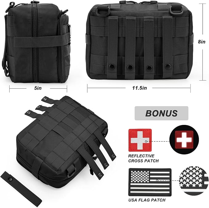 Jueachy Tactical Molle Pouch Large Admin Bag Utility Tool Pouches Molle Attachment EDC Pouches Expandable Molle Accessories Organizer Medical Pocket U.S.A Patch Included
