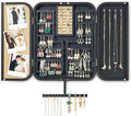 Pinzoveco Hanging Jewelry Organizer, Wall Mounted Jewelry Organizer for Earring Holder Organizer, Jewelry Cabinet Holder Jewelry Storage Box for Earrings, Necklaces, Bracelets, Ring Holder (Black)