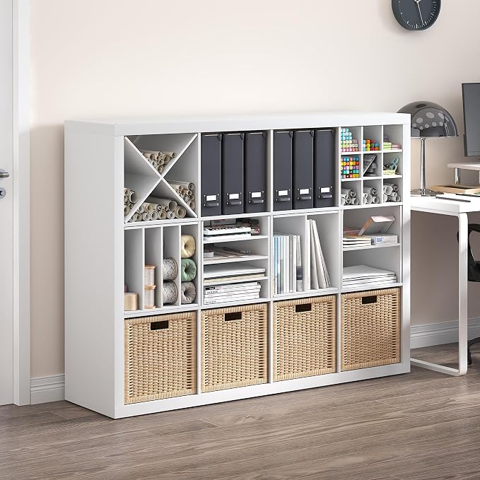Furinno Cubicle X-Shelf Cube Insert, Cube Organizer, Plain White | Fits into Furinno Triple Thick Cubes, Ikea Kallax, for Organizers and Storage