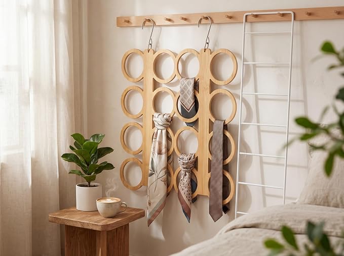 Scarf Hanger Holder Organizer Tank Top Hanger 8 Hook Space Saving Closet Accessory for Closet, Dorm & Home,Scarfs,Ties (1, Full Round Closed Hanger)