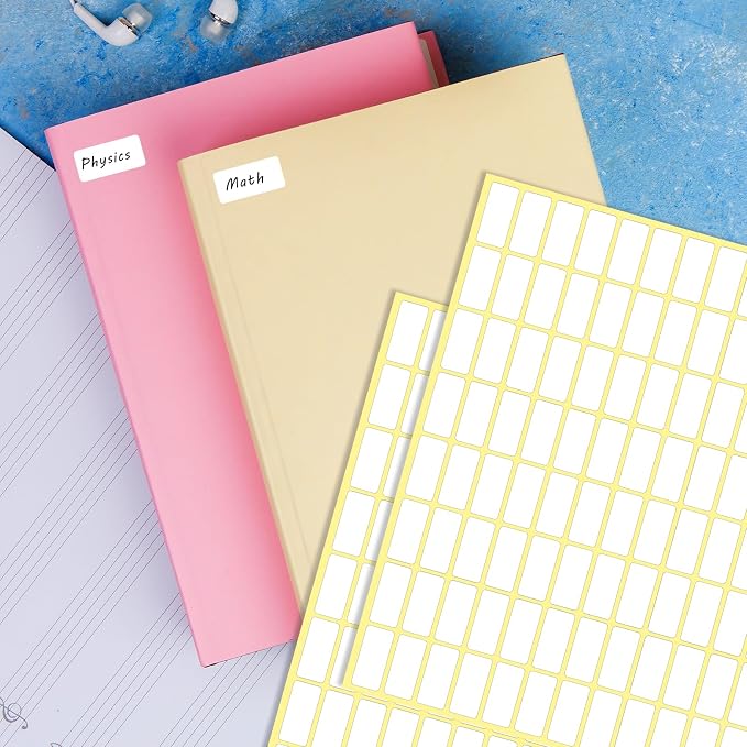 30 Sheets White Labels Stickers for Writing 10 X 20 mm Small Price Tags Blank Storage Container Stickers for Jars File Folders School Office Kitchen (3360 Labels)