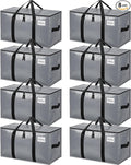 BAGAIL Heavy Duty Moving Bags with Strong Handle, Extra Large Moving Boxes, Storage Tote for Clothes, College Moving Supplies(Grey, 8 Pack)