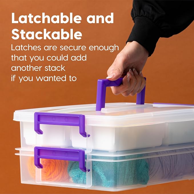 IRIS USA 9 Qt. Plastic Craft Storage Container Bins with Lids, 1 Pack, Small Art & Office Supply Organizer Tote, Sensory Bins & Boxes for Home & University, Latchable, Stackable, Portable, Clear