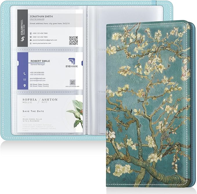 Pu leather business card organizer， 240 Capacity business card holder organizer，Credit card holder for women and men