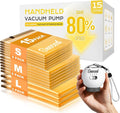 Travel Vacuum Bags with Pump, 15 Pack Vacuum Storage Bags for Clothing, Brushless Motor Type-C Rechargeable Pump, Compression Packing Bags for Travel, Suitcase, Closet and Home Storage, White