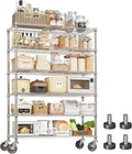 Garvee 6-Tier NSF Metal Wire Shelving with Wheels,47" Wx18 Dx71 H, 2640LBS | Chrome Rolling Shelves, Adjustable, Heavy Duty Shelving Rack, Commercial-grade, for Kitchen Garage Laundry Storage, Silver