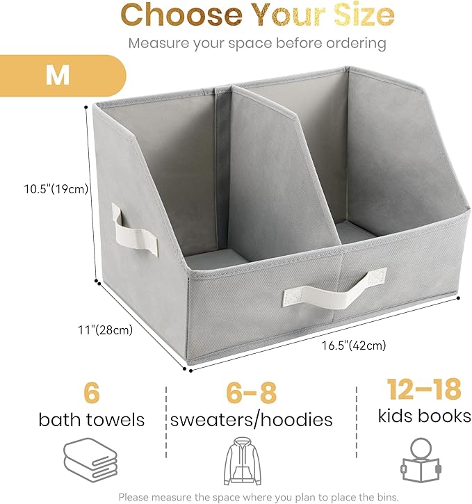 Closet Organizers And Storage - UPGRADED HEIGHT Trapezoid Storage Bin W/ Handles & Adjustable Dividers, Fabric Collapsible Storage Bins For Clothes Storage & Shelf Organizer (6pcs, Medium, Light Gray)