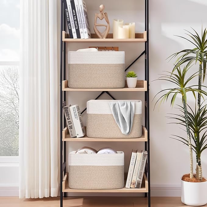 Baskets for Organizing,Storage Baskets,3 Pack Baskets for Shelfves,15"×10"×9" Woven Basket,toy storage bins,bins for organization