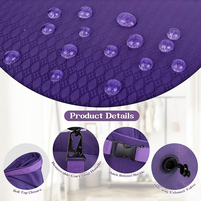 Travel Laundry Bag, Vacuum Compression Dirty Clothes Travel Bag, Waterproof Wet/Dry Space-Saving Laundry Storage Organizer, Smell Proof Storage Bag for Clothing, Swimming, Yoga, Gym, Camping