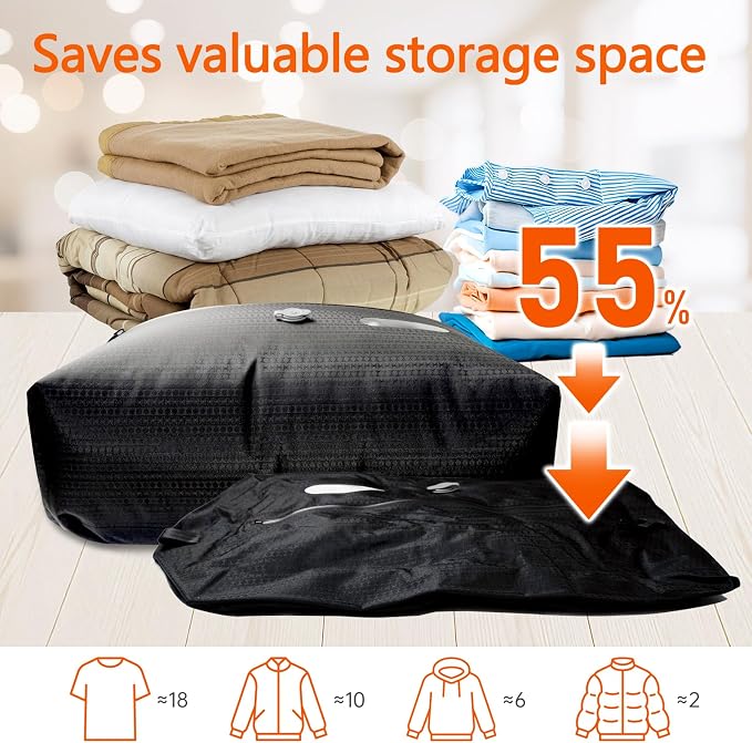 Travel Vacuum Bags With Pump, IPX7 Waterproof Travel Essentials Vacuum Compression Bags, 24L Capacity Cordless Travel Vacuum Bag Set Ideal for Carry-On Suitcases, Backpacks & Home Storage (1pc + Pump)