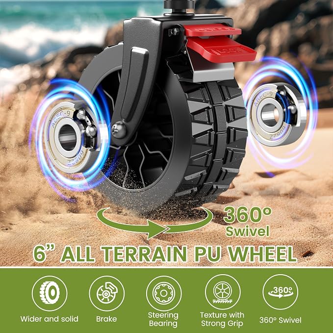 Blomoba Collapsible Wagon Cart, 150L Heavy Duty Foldable Beach Wagon with Wider Wheels & Auto-Rebound Handle, Utility Grocery Shopping Cart for Garden, Shopping, Camping, Sports, Gray
