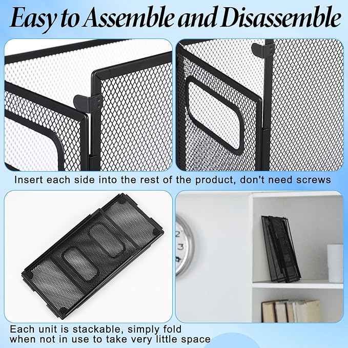 2 Pack Hanging File Holder, 10 Hanging Folders, Metal Mesh, Letter Size Folder Storage, Desktop Storage Cabinets, Office School Document(Gray,Small)
