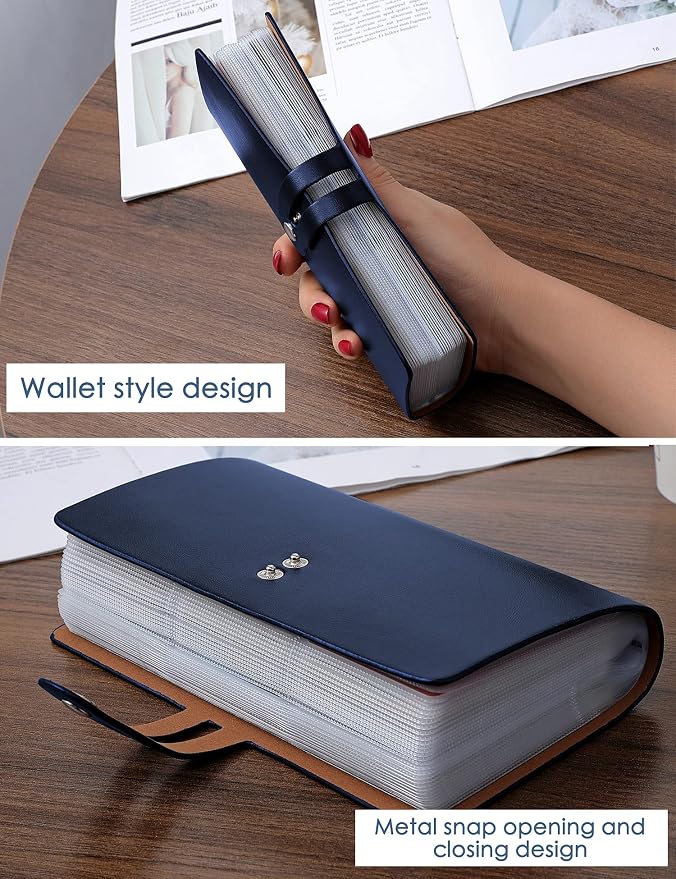 Business Card Holder and Credit Card Holder with 96 Card Slot, Business Card Organizer,Credit Card Organizer and Card Case for Protect Your Cards from Loss or Damage(Blue)