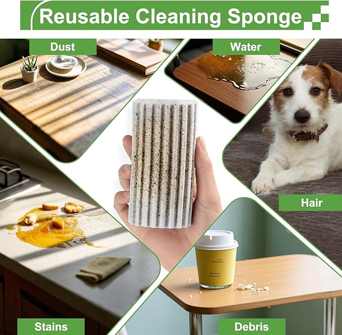 Jeymei 2-Pack Damp Clean Duster Sponge, Sponge Cleaning Brush, Duster for Cleaning Blinds, Glass, Baseboards, Vents, Railings, Mirrors, Window Track Grooves and Faucets