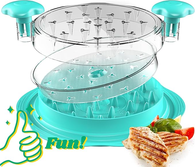 Chicken Shredder with Removable Plate - Manual Meat Shredder Tool with Transparent Lid & Cleaning Brush, Dishwasher Safe Kitchen Gadget for Shredding Chicken, Pork, Beef, Pulled Pork(Mint Green)