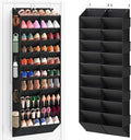 UVIAHOMI 20-30 Pairs Over the Door Shoe Organizer with Side Mesh Pockets, 10-Tier Hanging Shoe Storage for Closet, Breathable Door Shoe Rack Holds Sneakers, Boots, Heels & Daily Essentials, Black