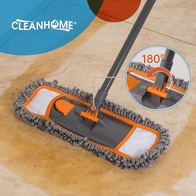CLEANHOME Microfiber Mop Pads 4 Pieces for Floor Cleaning,Fit CLEANHOME Dust Mop: B09PBPGSJ3, Chenille Microfiber Replacement Pads