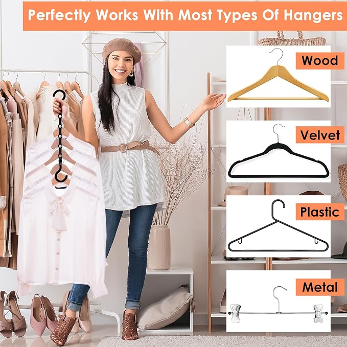 Closet Organizers and Storage, Magic Space Saving Hanger for 40 Heavy Clothes, Smart 360° Swivel Hook Cascading Hangers, Closet Organization Clothes Hangers, College Dorm Room Essentials for Girls