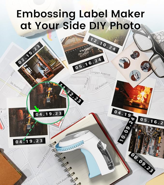 Embossing Label Maker Vintage Manual with 3 Rolls 3D Label Tapes | Lightweight Handheld Embossed Labeler, Back-To-School Supplies, Classroom Must Have, Scrapbook Crafting Daily Personalized