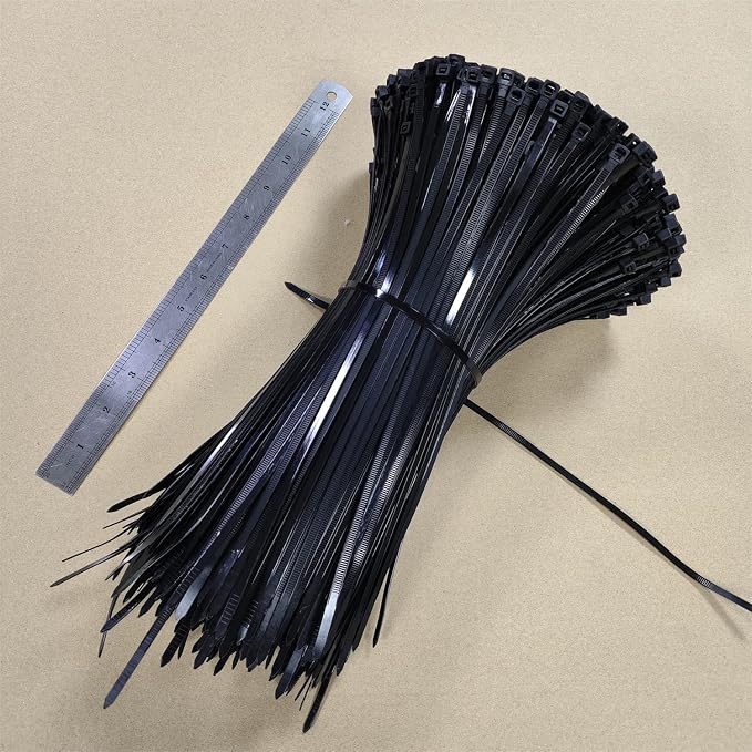 Zip Ties 1000 PCS 12 Inch Cable Zip Ties Heavy Duty, Premium Plastic Wire Ties with 50 LBS Tensile Strength, UV Resistant Cable Ties, Self-Locking Black Nylon Tie Straps (12 inch 1000 pcs, Black)