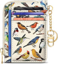 GIANCOMICS Slim Wallet Credit Card Holder Women, Bird Rfid Blocking Small Card Case, Keychain Thin Pocket Curved Zipper Wallet, Travel Card Holder PU Leather ID Window, Ladies Female Gifts