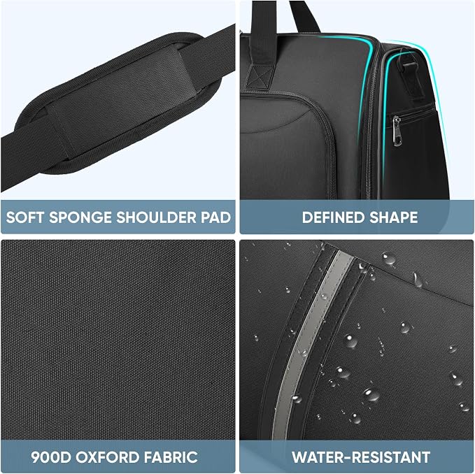 BALEINE Travel Garment Bag, Travel Suit Bag for Men, Water Resistant Carry on Garment Bag for Hanging Clothes, Garment Duffel Bag for Travel Business (Pure Black-Convertible)