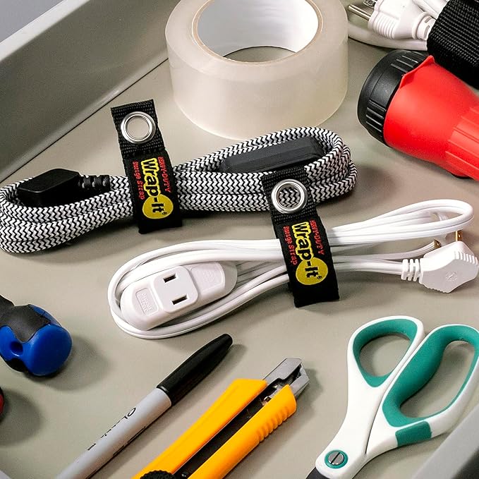 Heavy-Duty Wrap-It Storage Straps - 7" (6-Pack) Silver - Garage Organizer and Appliance Cord Holder for Home Storage Essentials