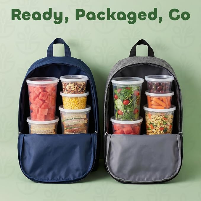 144 Sets Plastic Deli Containers with Lids - 16oz Pint & 32oz Quart | Leak Proof, Microwaveable, Dishwasher & Freezer Safe - Plastic Food Storage, Meal Prep, Restaurant & Soup Containers