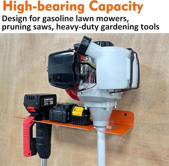 MUTUACTOR Weed Eater Hanger,Large Opening Heavy Duty Weedeater Rack Wall Mount,Weedeater Trimmer Rack 2 Slots for Hanging Yard Tools, Trailer Garage Wall Chainsaw,Lawn Equipment
