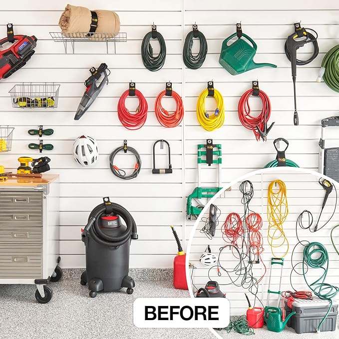 Heavy-Duty Wrap-It Storage Straps - (Assorted 6-Pack) Silver - Garage Organizer and Extension Cord Hanger and Electric Cord Organizers for Garage Gadgets