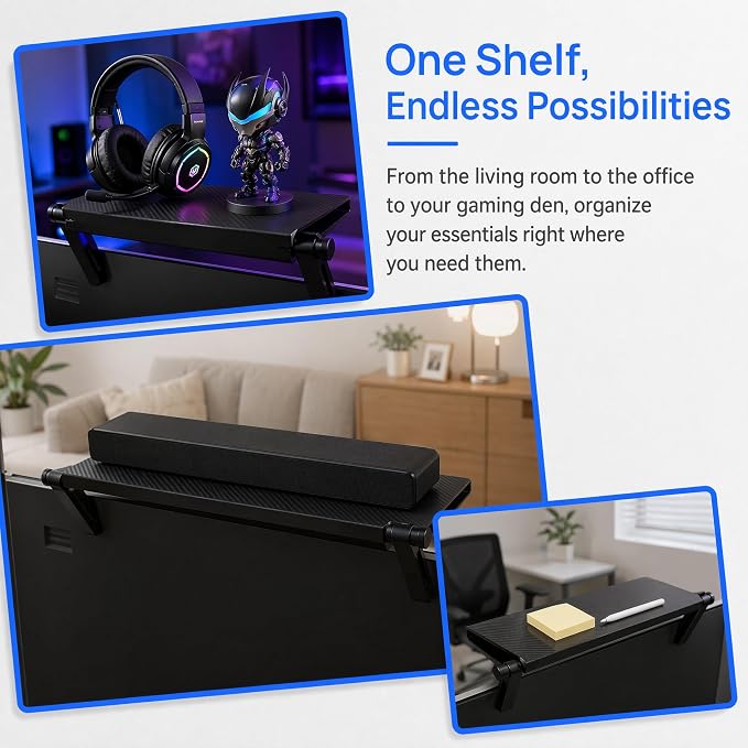 13 Inch Adjustable Screen Top Shelf Organizer for TV Computer Monitor Flat Screen, Large TV Mount Top Shelf Used To Place Soundbar Cable Box Speakers Apple TV Play-station Camera Frames Remote