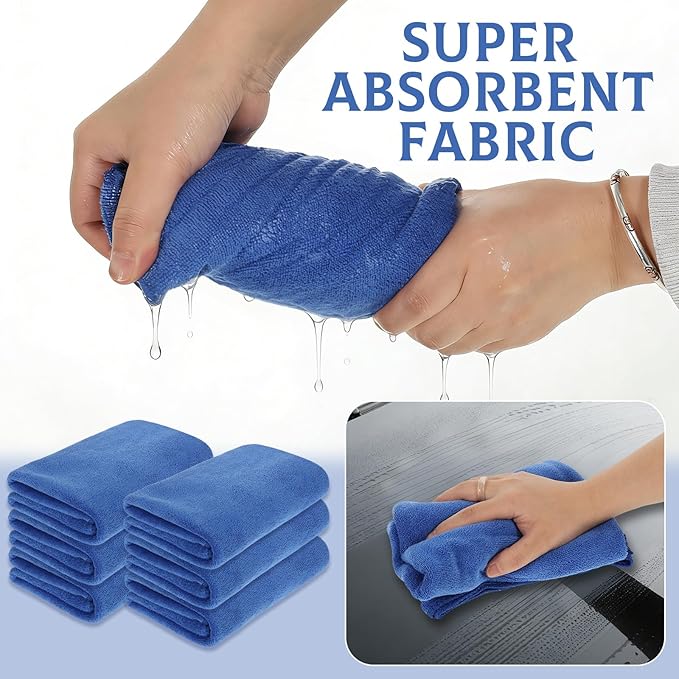 6 Pcs Extra Large Microfiber Cleaning Cloth Reusable Microfiber Towels Thick Washable Cleaning Towel for Home Office Windows Floors and Cars, 30 x 20 Inch(Blue)