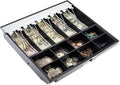 Volcora Cash Drawer Tray - 14.1 x 13 x 2.5 Inch Cash Register Insert - 5 Bill / 8 Coin Replacement Cash Tray - Stainless Steel Currency Compartment - 16" Cash Registers with Fully Removable Tray