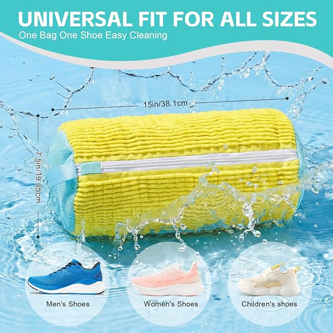 Shoe Washing Machine Bag Reusable Sneakers Tennis Shoe Cleaning Bags for Washing Machine and Dryer, Delicates Laundry Bags for Lingerie, Socks and More Lemon 2PCS