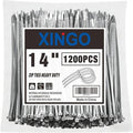XINGO 14 Inch Silver Zip Ties 1200 PCS, 75 LBS Ultra Strong Tensile Strength, UV Resistant Cable Ties, Self-locking Plastic Ties for Indoor and Outdoor Use