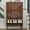 oakvivo Shoe Cabinet with 3 Flip Drawers, 31.5'' W Freestanding Narrow Shoe Storage Cabinet for Entryway, Modern Shoe Organizer with 4 Wooden feet, Hidden Shoe Rack for Hallway Mudroom, Walnut