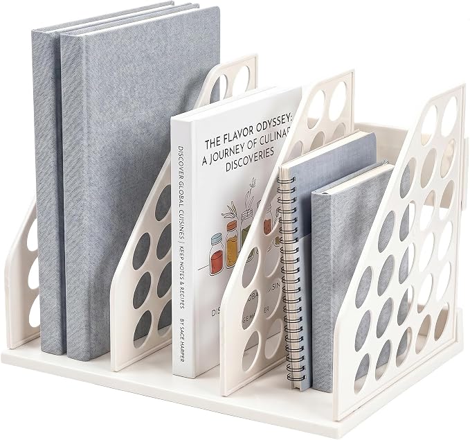 File Holder for Desk, Desktop Document Organizer | 3-Sections Plastic Office Folder Organizers Accessories for Home, School