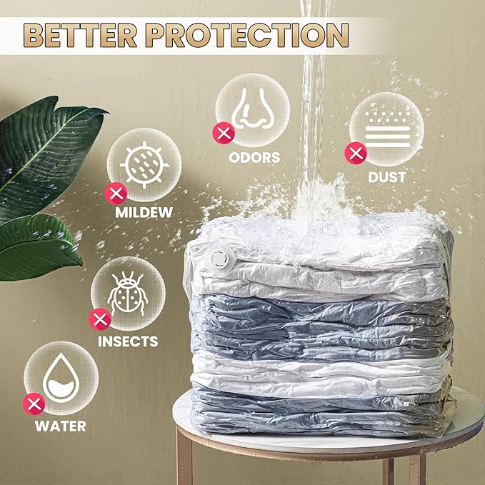 TAILI 6 Pack Vacuum Storage Bags, Cube Space Bags (3 Jumbo +3 Medium), Combo Vacuum Seal Bags for Clothing, Bedding, Comforters, Blankets, No Pump Compression Cube, 2 Size, Cream