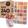 Glotoch Express 32oz Large Food Storage Containers with Lids, BPA-Free Leakproof Plastic Deli Cups, Microwave/Freezer/Dishwasher Safe, 240 Pack