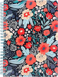 Steel Mill & Co Cute Red/Blue Mini Spiral Notebook, 8.25" x 6.25" Journal with Durable Hardcover and 160 Lined Pages, Folk Floral