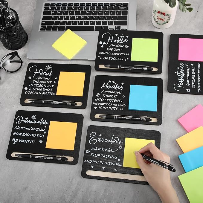 Kosiz 10 Set Difference Maker Appreciation Gifts Bulk for Employee Coworkers Wooden Sticky Note Holder Set Thank You Appreciation Gifts for Team Staff Teachers Boss Nurse, Black