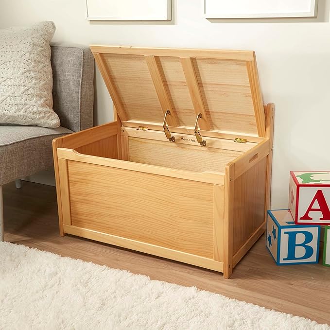 Melissa & Doug Wooden Toy Chest - Light Wood Furniture for Playroom, Blonde Kids Toy Box, Wooden Box Storage Organizer, Children's Furniture Chest