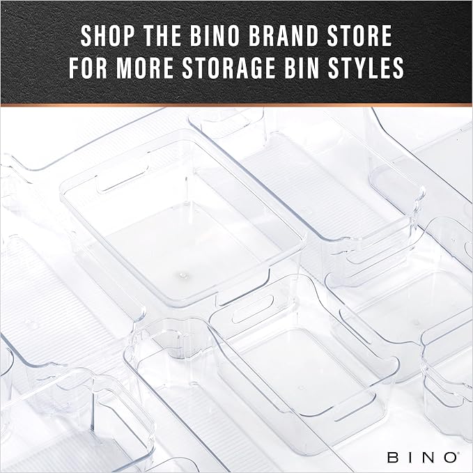 BINO | Plastic Storage Bins, Large | THE HANDLER COLLECTION | Multipurpose Organizer Bins | Kitchen Pantry Organizers and Storage | Clear Containers for Organizing Home | Freezer Organizer