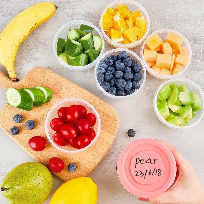TOFLEN 5 oz Small Plastic Freezer Containers, 12 Pcs, Multicolor | Reusable Food Storage Containers with Twist Lids, BPA-free, Leakproof & Airtight, Freezer Safe, Dishwasher Safe